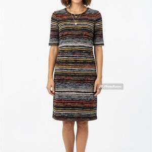 RONNIE NICOLE scoop neck striped short shift dress size small